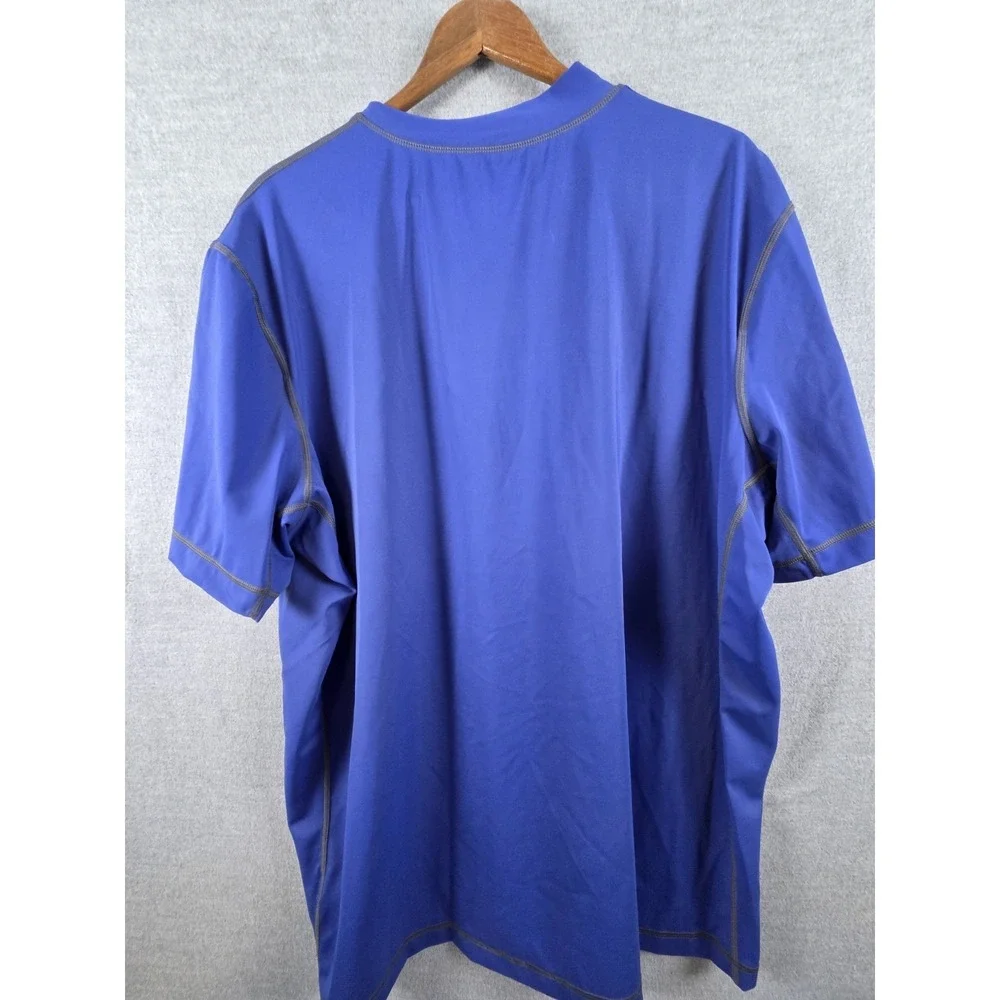 Lands End 2XL Rash Guard‎ Sport Moisture Wick Shirt Royal Blue Zip Close Beach